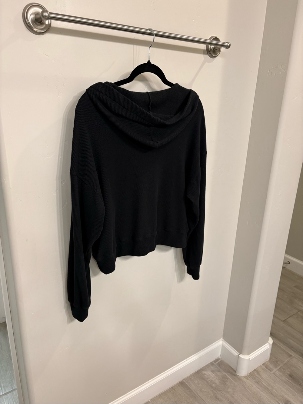 Gilly Hicks Black Zip-Up waffle knit Hoodie - Picture 6 of 7